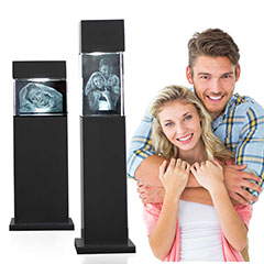 Leuchtstele Schwarz <br>für 3D Glasfoto