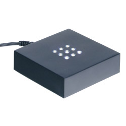 Leuchtsockel schwarz 5 weiße LED's inkl USB Netzteil Glas Block Geschenkidee NEU 