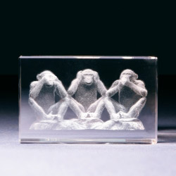 Glasblock - Drei Affen