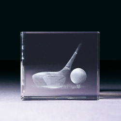 Glasblock - Golfball mit Schläger