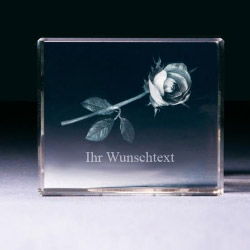 Glasblock - Rose mit Wunschtext