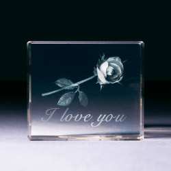 Glasblock - Rose I love you