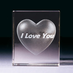 Glasblock - Herz mit I love you