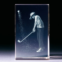 Glasblock - Golfer im Bunker