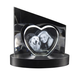 3D Glasfoto + Clarisso® Sockel SET Herz S 100x110x35