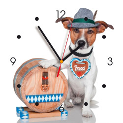 Wanduhr My Clock - Hund mit Fass