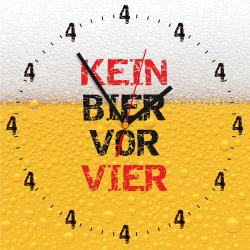 Wanduhr quadratisch - KEIN BIER VOR VIER