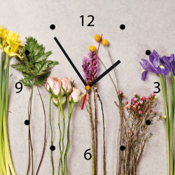  Wanduhr quadratisch - BLUMENMIX