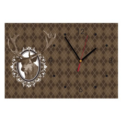 Wanduhr rechteckig - Hirschkopf braun