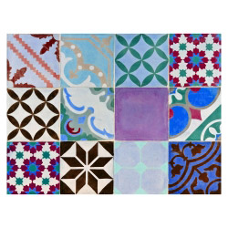 Tischset Vinyl bedruckt 40 x 30 cm - Motiv MOSAIK BUNT grün | Contento