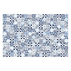 Vinyl Teppich MATTEO 118x180 cm Mosaik Blau