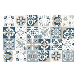 Vinyl Teppich MATTEO 40x60 cm Mosaik Blau-Beige