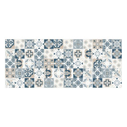 Vinyl Teppich MATTEO 50x120 cm Mosaik Blau-Beige