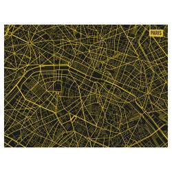 Tischset Vinyl Paris City Map Gelb