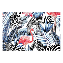 Vinyl Teppich MATTEO 60x90 cm Flamingo & Zebra