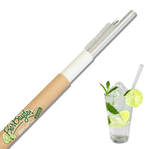 Geschenk Set 1x Glastrinkhalme + Bürste