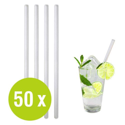 50 St. Glastrinkhalme Großpack Ø 9 x 300 mm + 1 Bürste