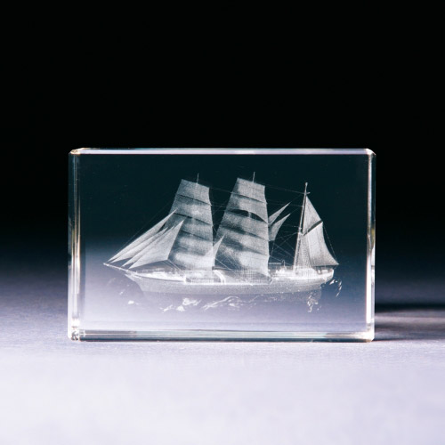 Glasblock - Segelschiff - Gorch Fock