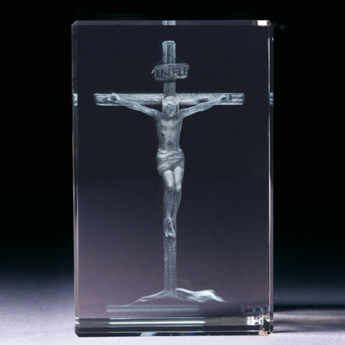 Glasblock - Jesus am Kreuz