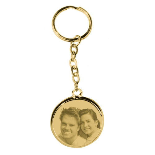 Schlüsselanhänger mit Gravur rund - gold