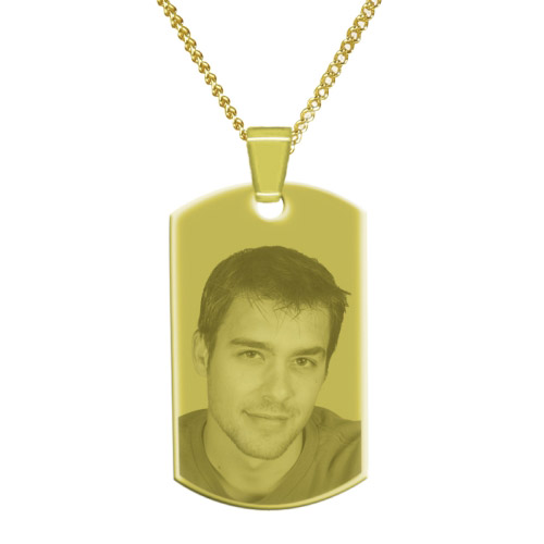 Halskette mit Gravur rechteckig - gold