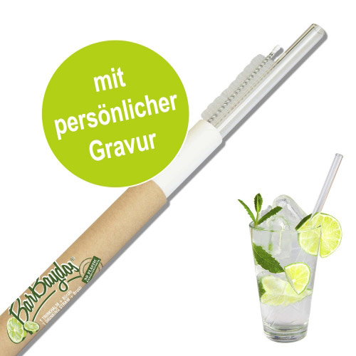 1 x Glastrinkhalm mit persönlicher Gravur 240 mm 