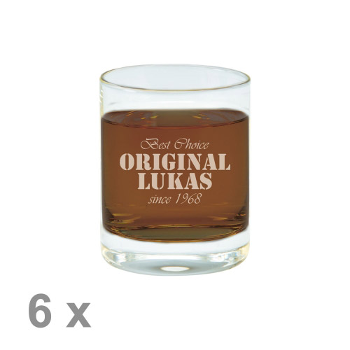 6 x Schnapsglas M mit Gravur 