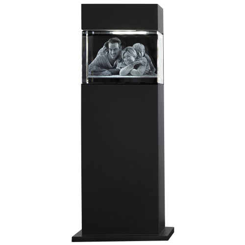 3D Glasfoto mit Leuchtstele schwarz L quer