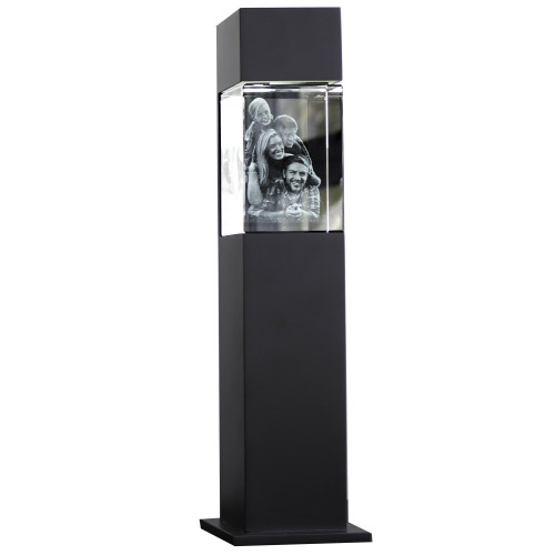 3D Glasfoto mit Leuchtstele schwarz L hoch