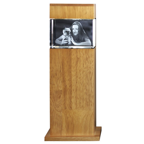 3D Glasfoto mit Leuchtstele Holz S quer