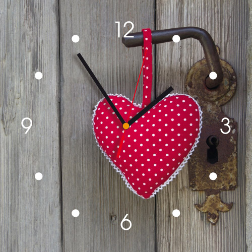 Wanduhr My Clock - rotes Stoffherz
