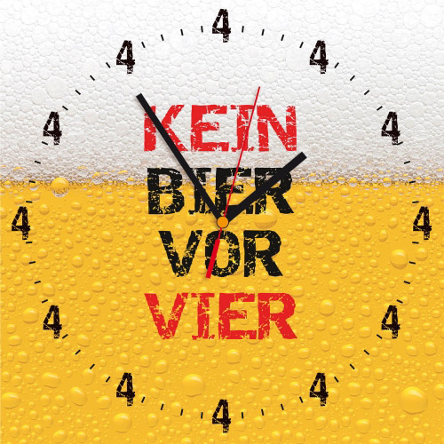 Wanduhr quadratisch - KEIN BIER VOR VIER