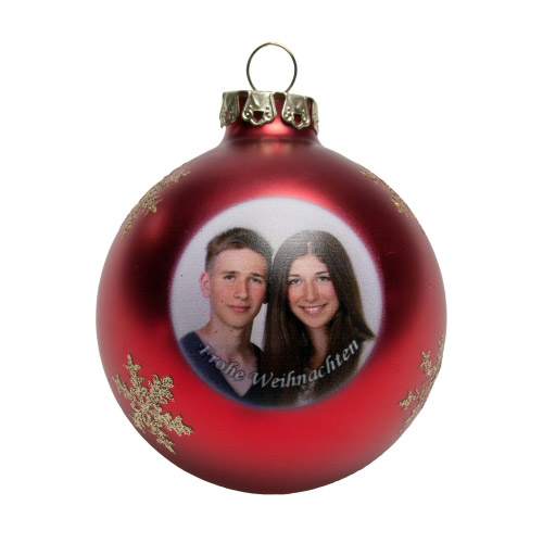 Weihnachtskugel mit Foto rot