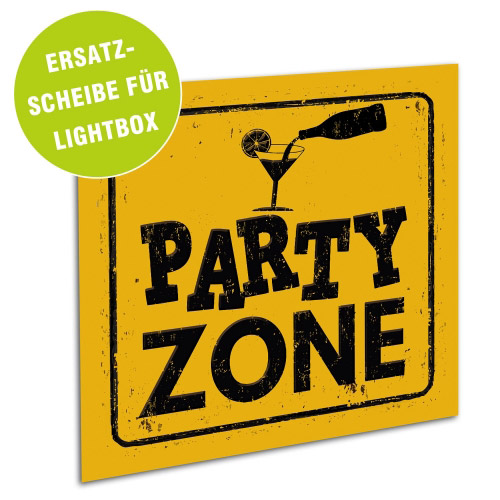 Acrylglasscheibe für Lightbox PARTY ZONE 25x25 cm