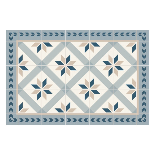 MATTEO Vinyl Teppich 40x60 cm - Fliesen 1 Blau