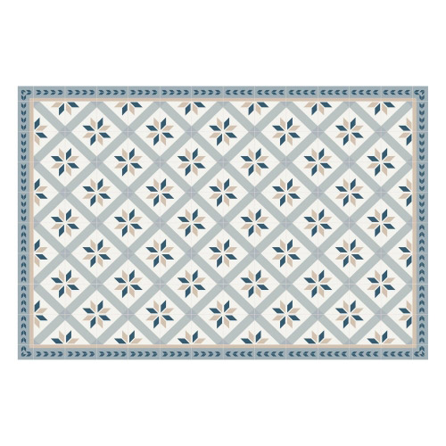 MATTEO Vinyl Teppich 90x135 cm - Fliesen 1 Blau
