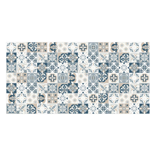 Vinyl Teppich MATTEO 70x140 cm Mosaik Blau-Beige