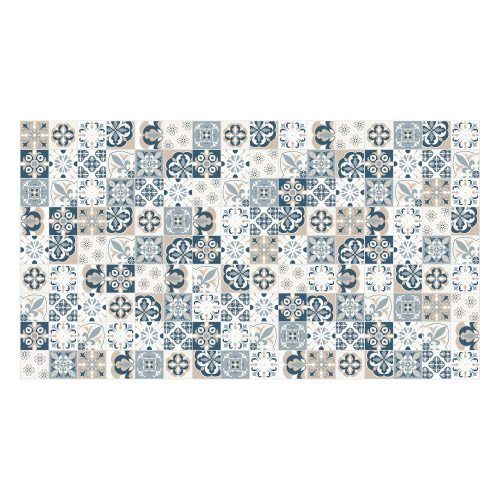 Vinyl Teppich MATTEO 90x160 cm Mosaik Blau-Beige