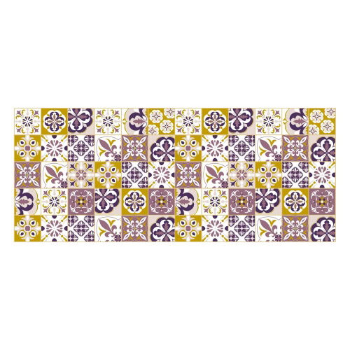 Vinyl Teppich MATTEO 50x120 cm Mosaik Lila-Ocker