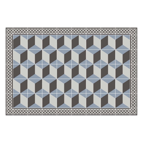 Vinyl Teppich MATTEO 60x90 cm Fliesen 3 Blau