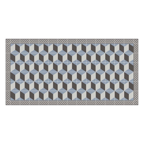 Vinyl Teppich MATTEO 70x140 cm Fliesen 3 Blau