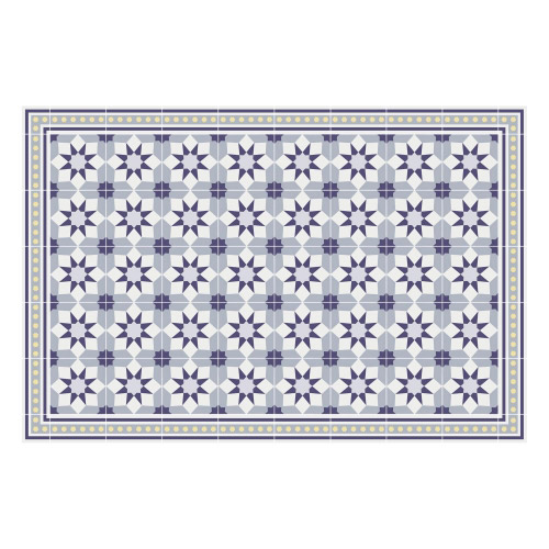 Vinyl Teppich MATTEO 90x135 cm Fliesen 6 Blau