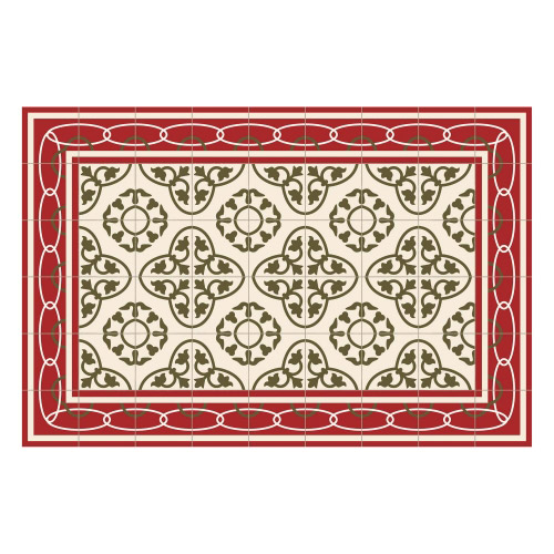 Vinyl Teppich MATTEO 60x90 cm Fliesen 8 Rot