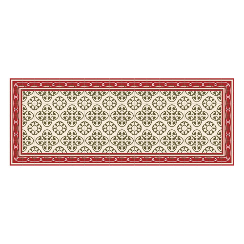 Vinyl Teppich MATTEO 70x180 cm Fliesen 8 Rot