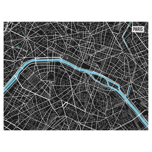 Tischset Vinyl Paris City Map S/W
