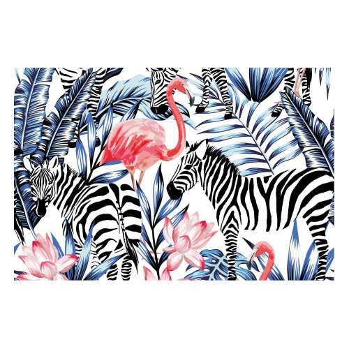 Vinyl Teppich MATTEO 40x60 cm Flamingo & Zebra