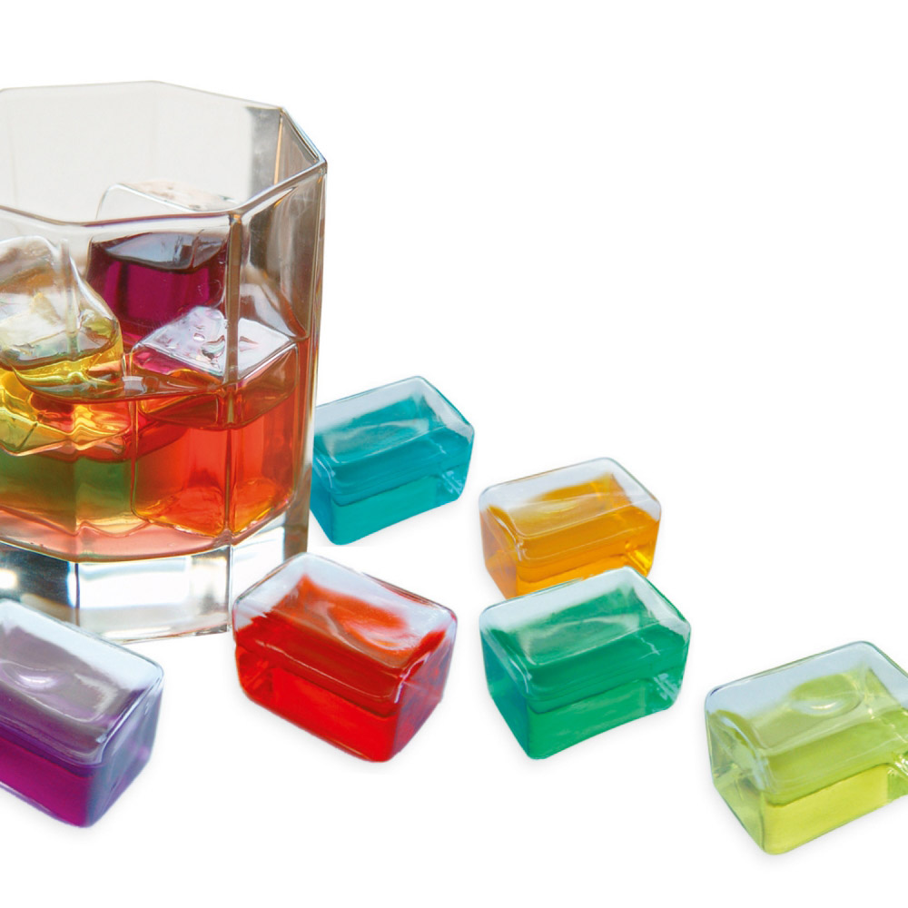 Bunte Eiswürfel aus Glas 6teiliges Set Contento