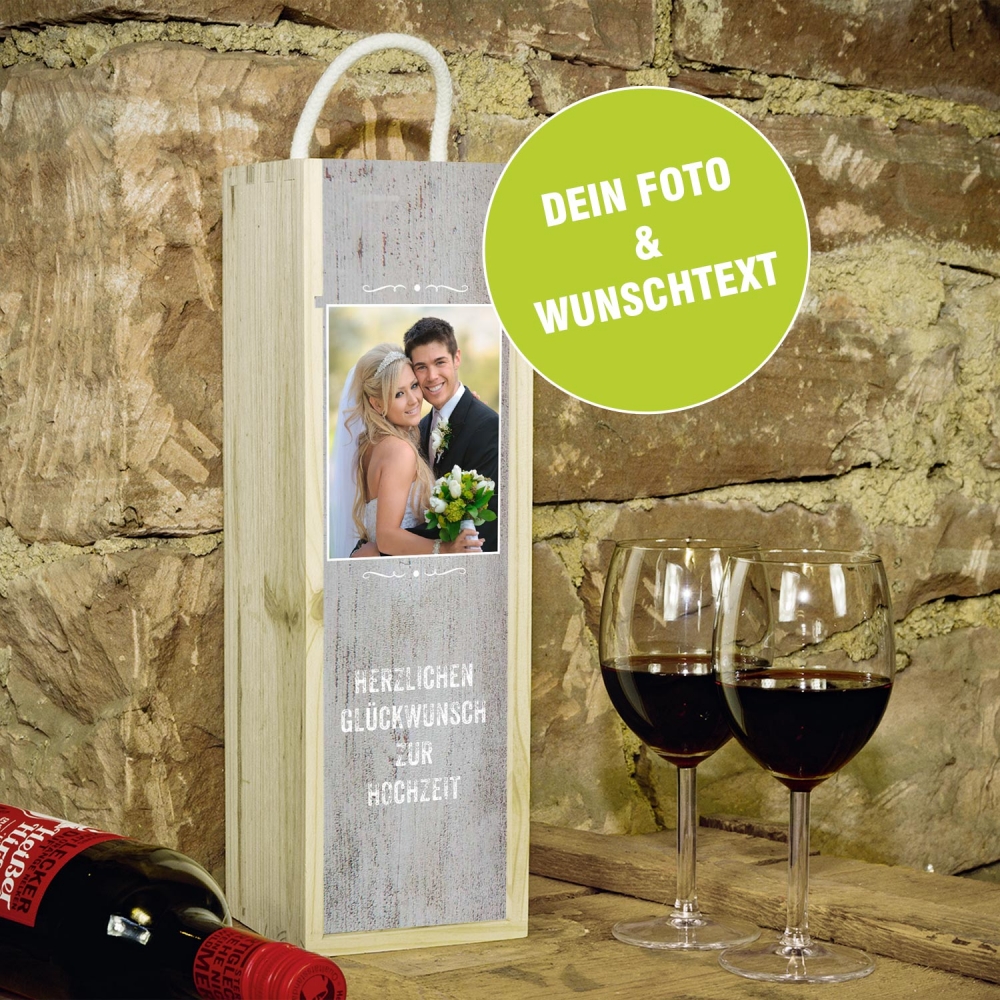 Personalisierte Weinbox Holz Mit Foto Und Wunschtext Contento