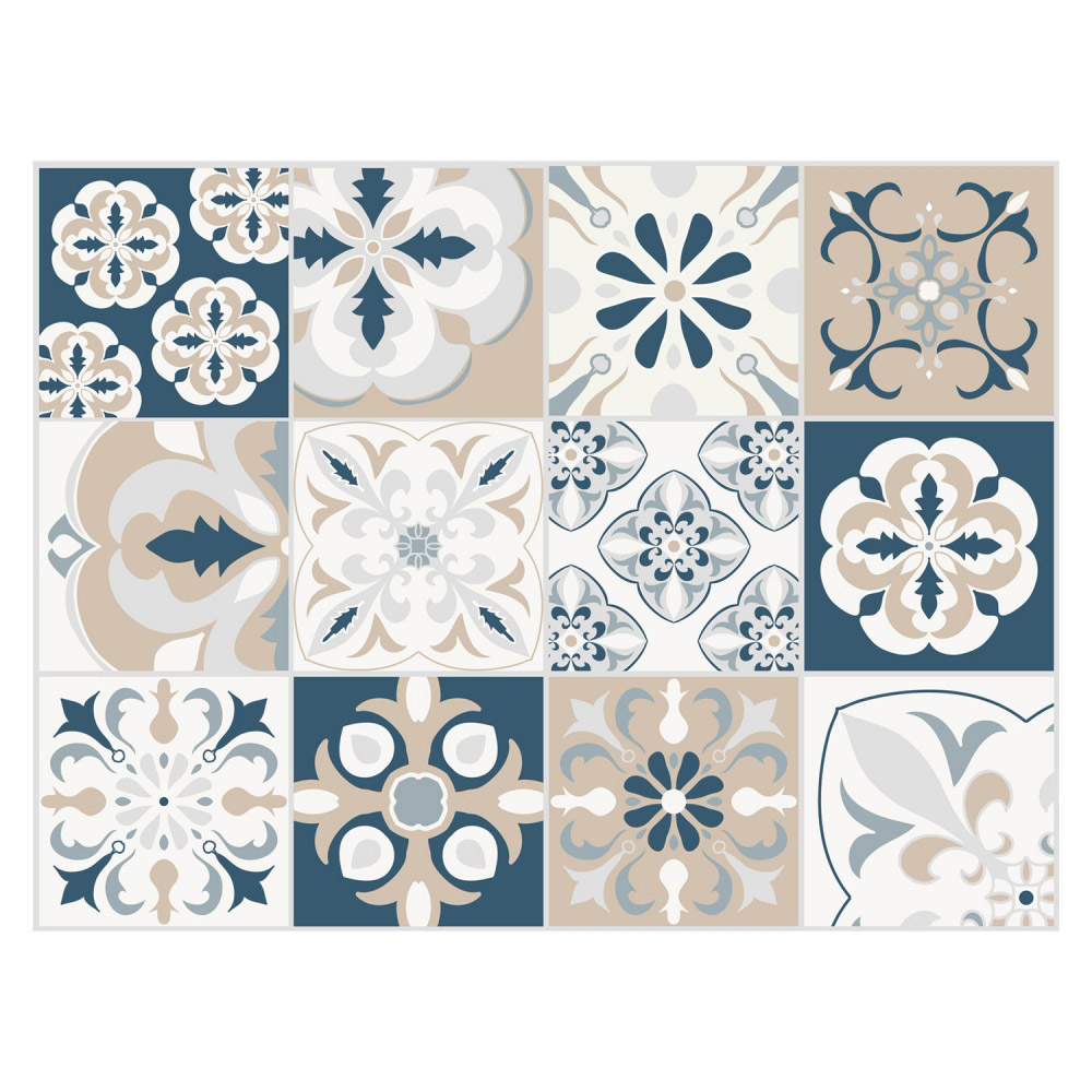 Tischset Vinyl bedruckt 40 x 30 cm - Motiv MOSAIK BEIGE-BLAU | Contento