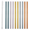 Geschenk Set 10 x Glastrinkhalme bunt + Bürste